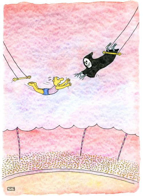 Trapeze Artist comes face to face with the Grim Reaper.