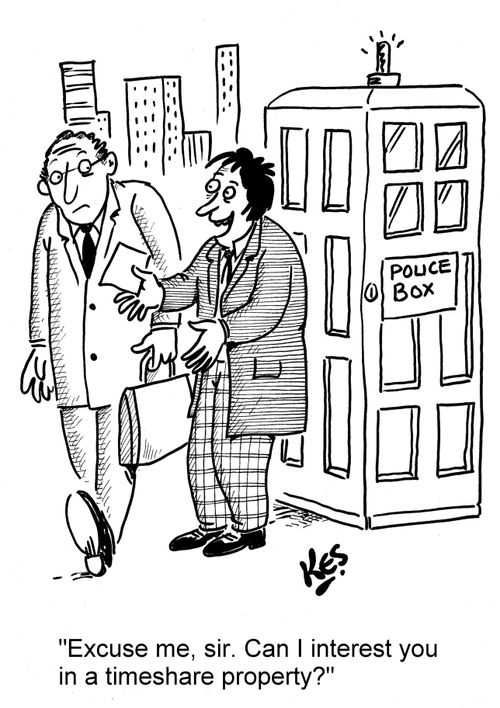 'Excuse me, sir. Can I interest you in a timeshare property?'