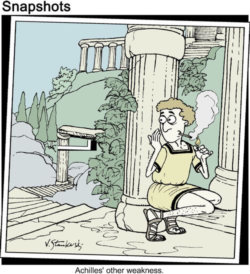Smoking is Achilles' other weakness.