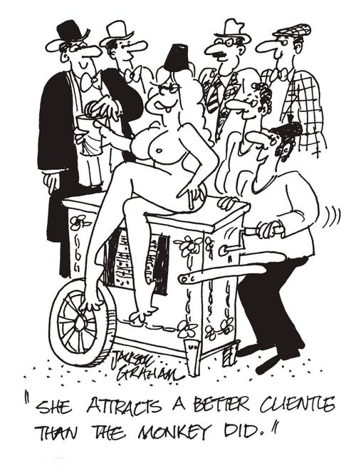 "She attracts a better clientle than the monkey did."