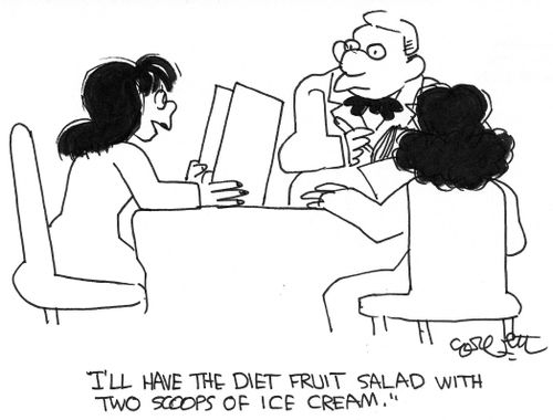 "I'll have the diet fruit salad with two scoops of ice-cream."