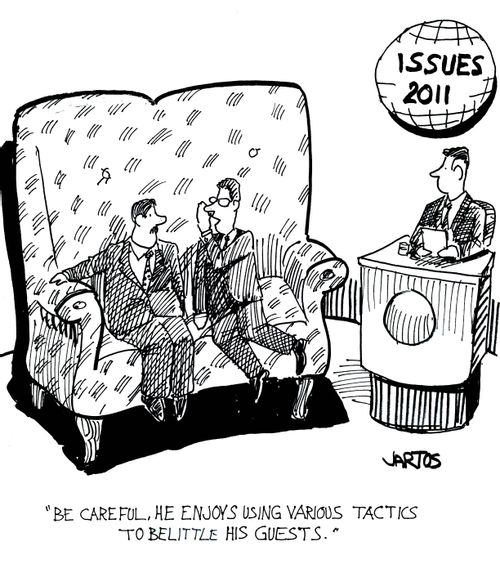 'Be careful, he enjoys using various tactics to belittle his guests.'