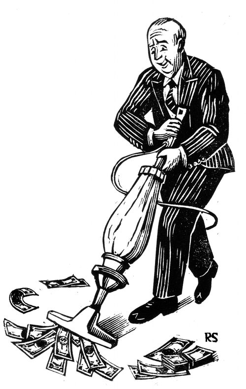 Greedy banker reaping returns