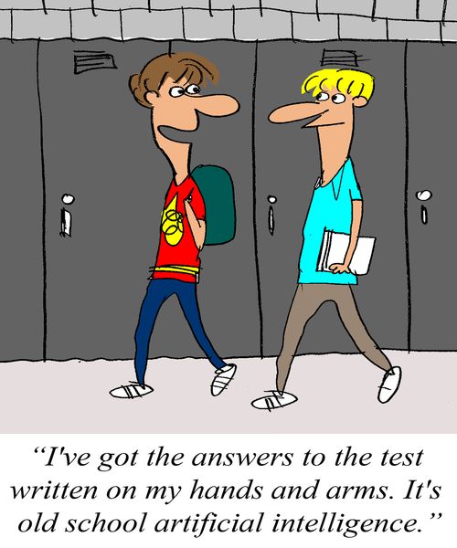 'I've got the answers to the test written on my hands and arms. It's old school artificial intelligence.'