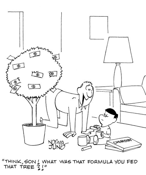 'Think, son! What was that formula you fed that tree?!'