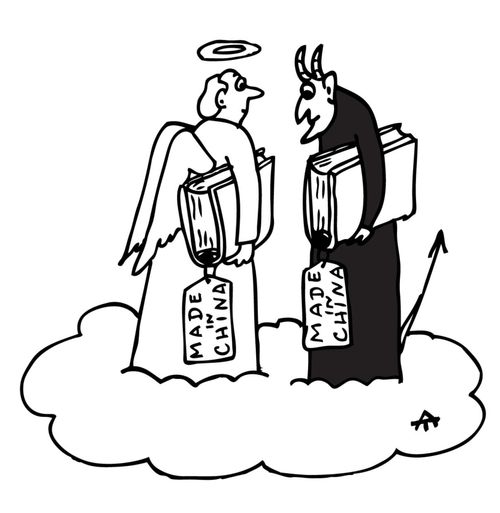 Religious texts from heaven and hell find common ground...they are made in China.