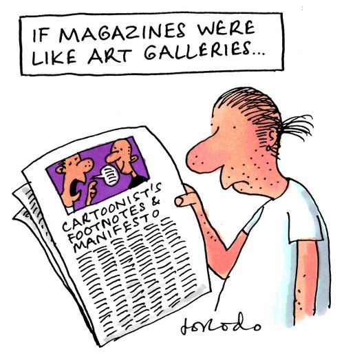 If magazines were like art galleries: cartoon with footnotes and manifesto