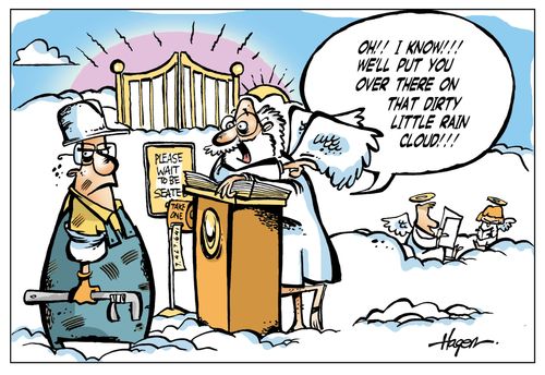 'Oh! I know!! We'll put you over there on that dirty little rain cloud!!'