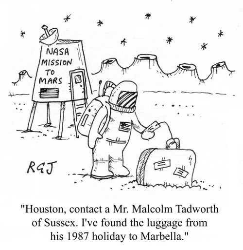Lost luggage turning up on Mars.