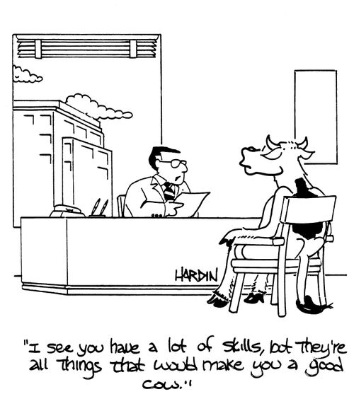 'I See you have a lot of skill, but they're all things that would make you a good cow.'