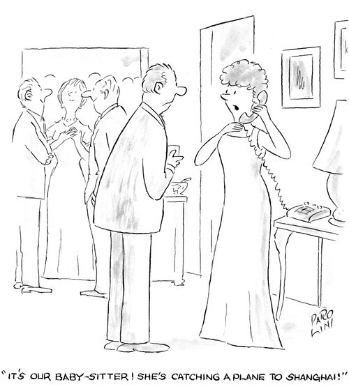 'It's our baby-sitter! She's catching a plane to Shanghai!'