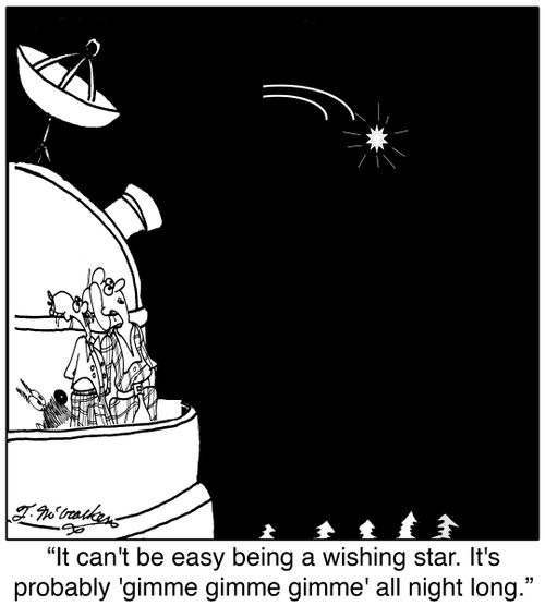 'It can't be easy being a wishing star. It's probably 'gimme gimme gimme' all night long.'