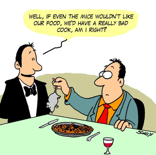 'Well, if even the mice wouldn't like our food, we'd have a really bad cook, am I right?'