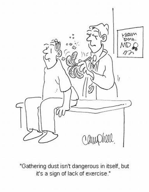 'Gathering dust isn't dangerous in itself, but it's a sign of lack of exercise.'