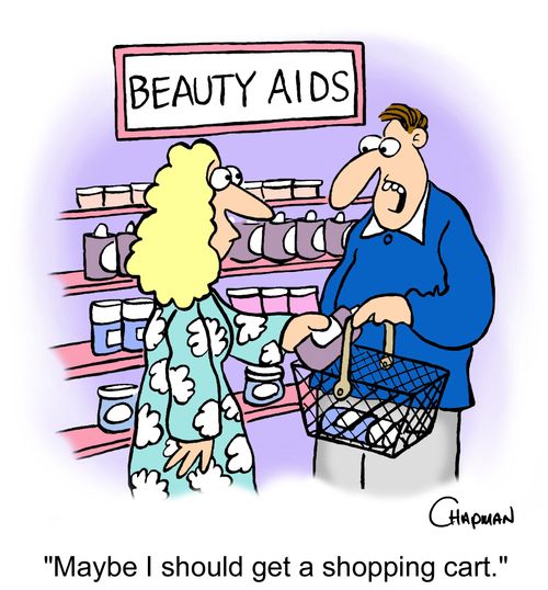 'Maybe I should get a shopping cart.'