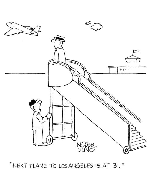 'Next plane to Los Angeles is at 3.'