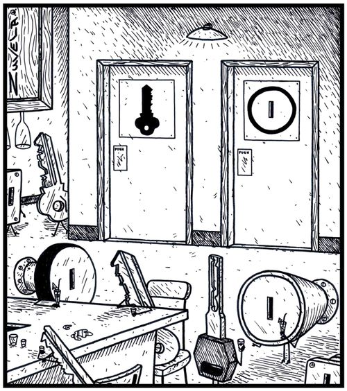 Male and Female Toilets for Keys and Doorknob Locks