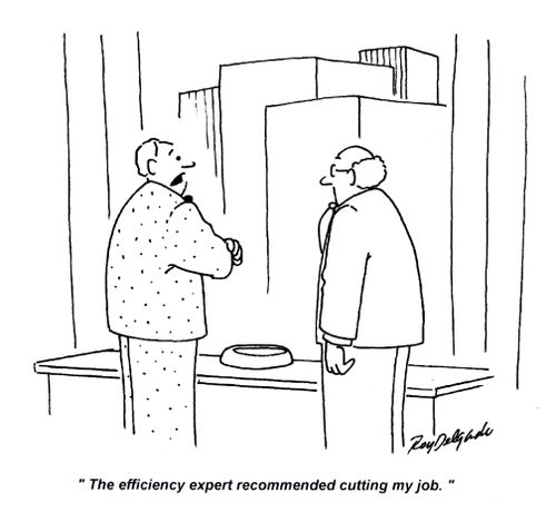 'The efficiency expert recommended cutting my job.'