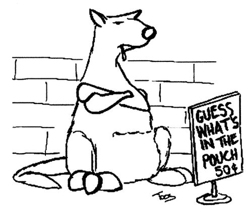 'Guess what's in the pouch, 50c.'