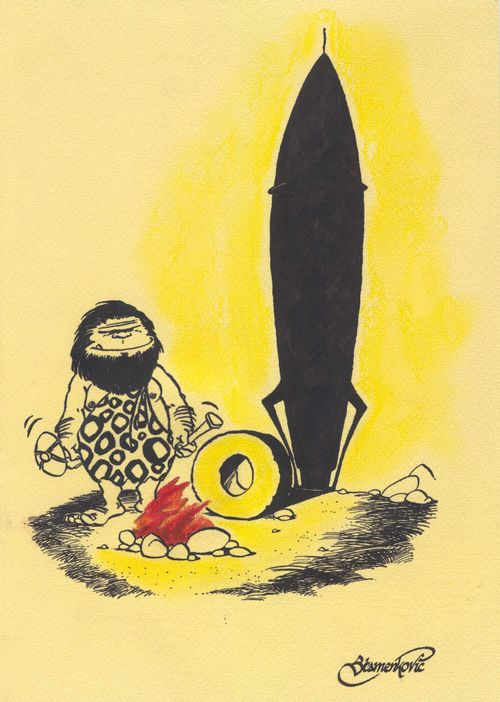 Caveman on the brink of technology.