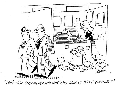 "Isn't her boyfriend the one who sells us office supplies?"