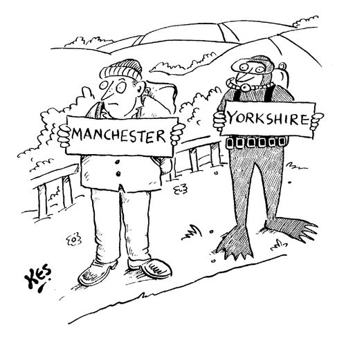 Yorkshire hitchhiker in a wetsuit