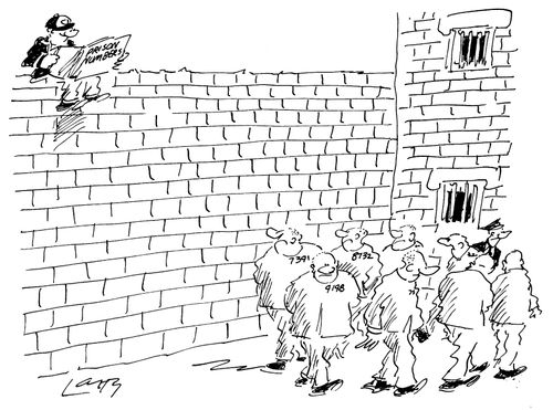 School boy collecting prison numbers