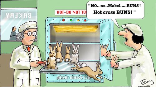 ' NO...NO..Mabel...BUNS!...Hot cross BUNS!'