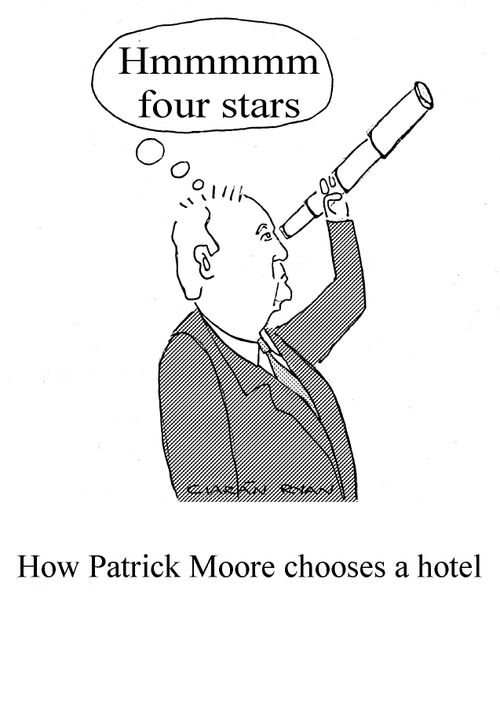 How Patrick Moore chooses a hotel..."Hmmm four stars".