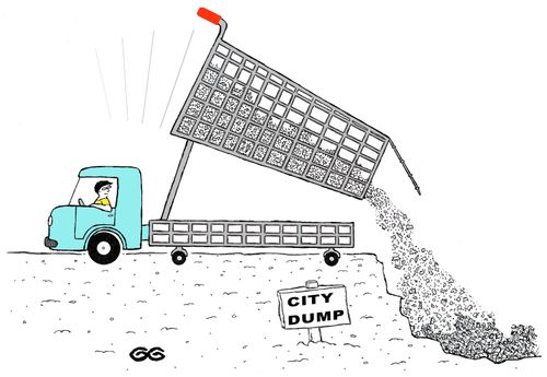 Dump truck resembling a shopping trolley.