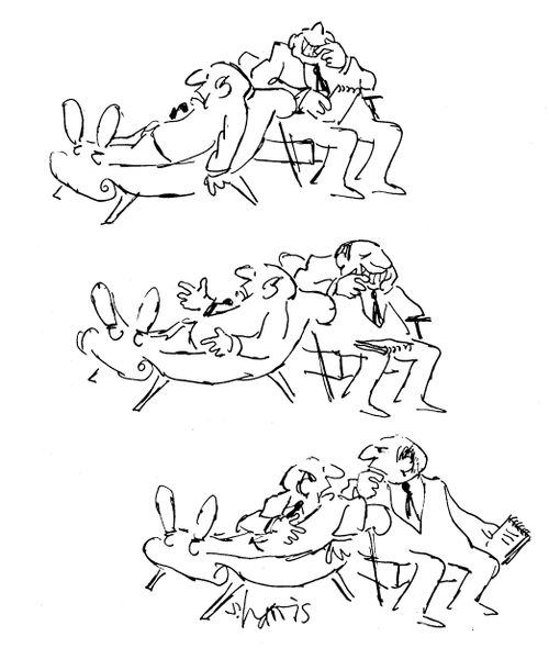 Therapist giggling behind patient's back.