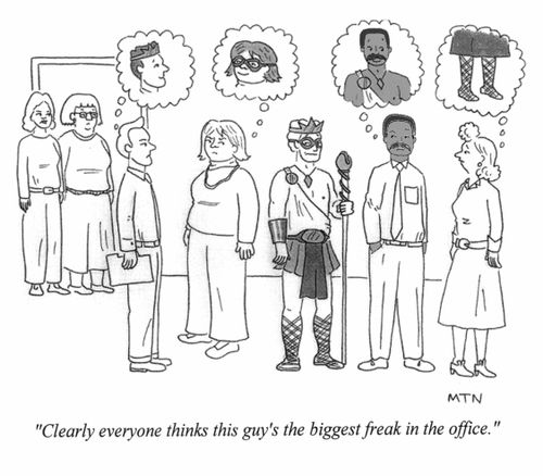 "Clearly everybody thinks this guy's the biggest freak in the office."