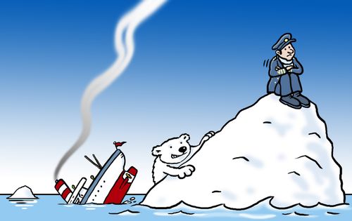 A ship's captain stranded on an iceberg with a hungry polar bear.