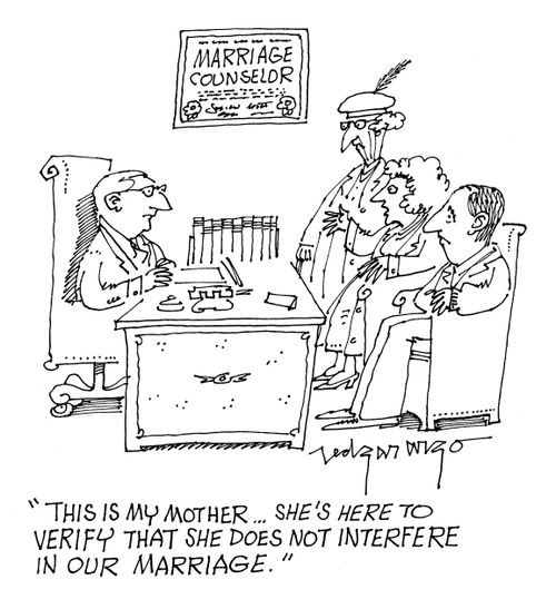 'This is my mother...She's here to verify that she does not interfere in our marriage.'
