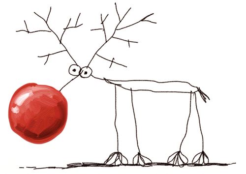 Rudolph the reindeer with a huge red nose.
