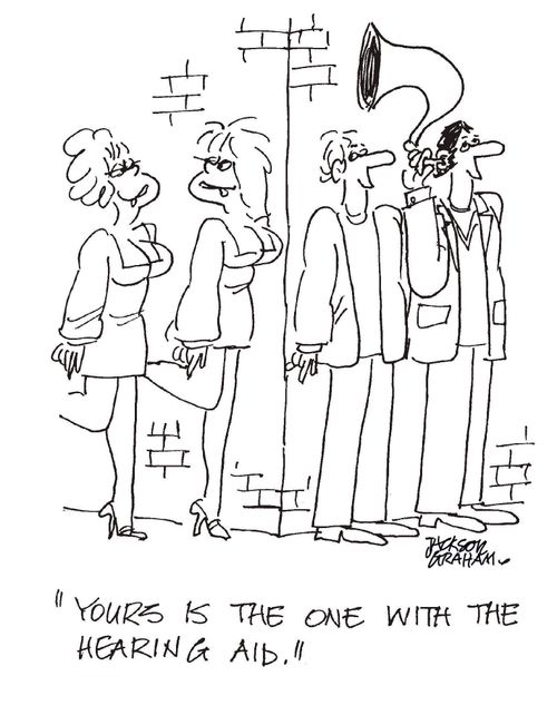 "Yours is the one with the hearing aid."