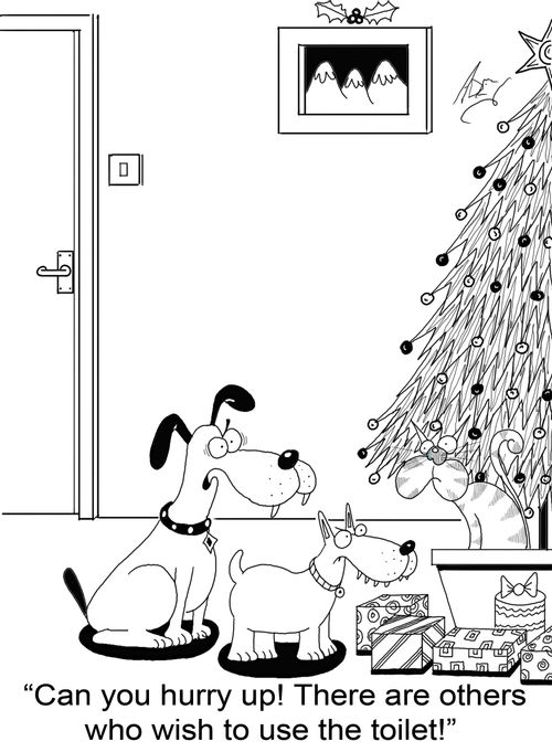 'Can you hurry up! There are others who wish to use the toilet!'