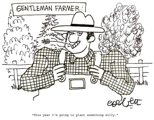 Gentleman farmer; 'This year I'm going to plant something silly.'