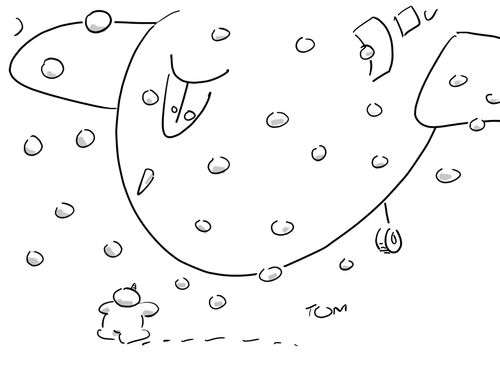 Snowman stops take-off (as Tiananmen Square tank)