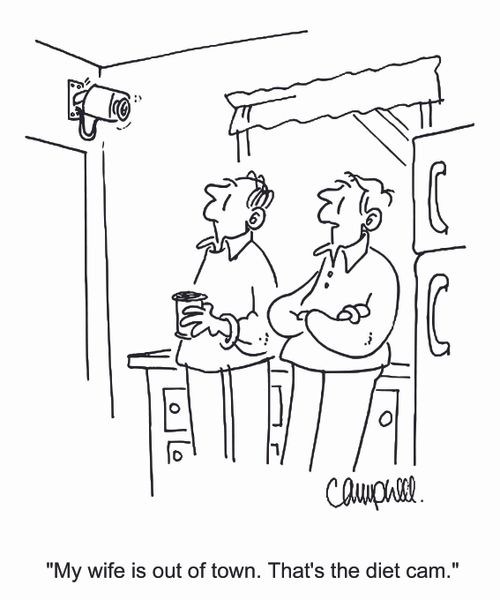 'My wife is out of town. That's the diet cam.'