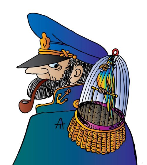 Parrot on the a Sailor's Epaulettes