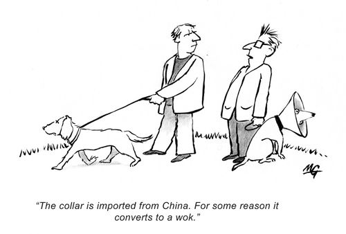'The collar is imported from China. For some reason it converts to a wok.'
