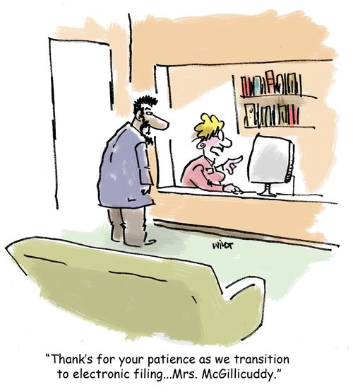 'Thank's for your patience as we transition to electronic filing. . . Mrs. McGillicuddy.'