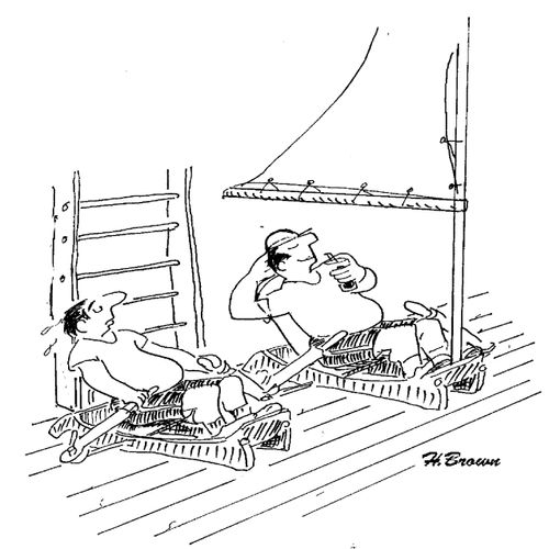 Man in a gym decides to use a sail on the rowing machine.