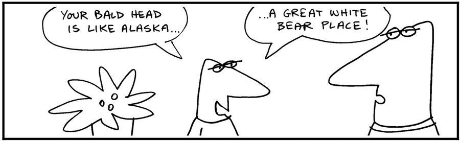 'Your bald head is like Alaska. A great white bear place.'