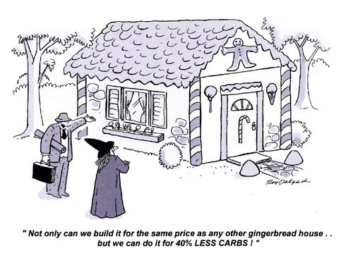 'Not only can we build it for the same price as any other gingerbread house.. but we can do it for 40 LESS CARBS!'