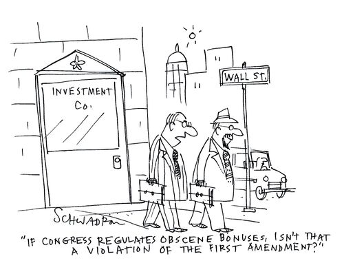 'If congress regulates obscene bonuses, isn't that a violation of the first amendment?'