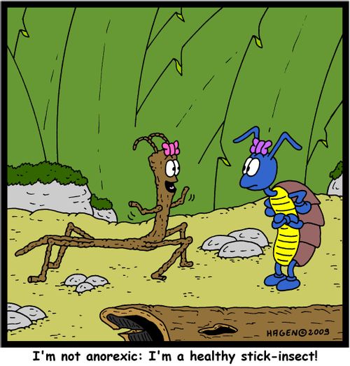 'I'm not anorexic: I'm a healthy stick-insect!'