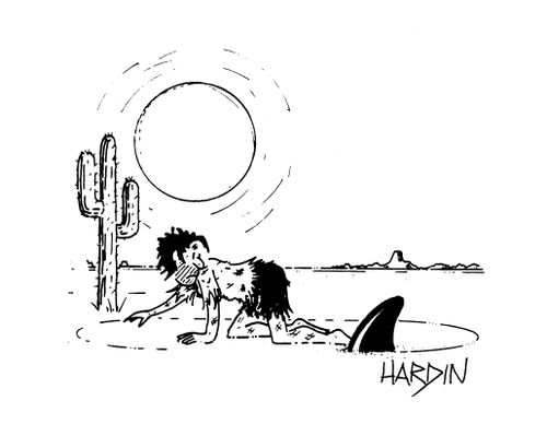 Man In Desert Hunted By Shark.