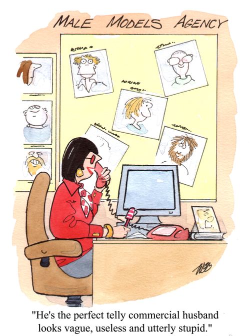 'He's the perfect telly commercial husband - looks vague, useless and utterly stupid.'